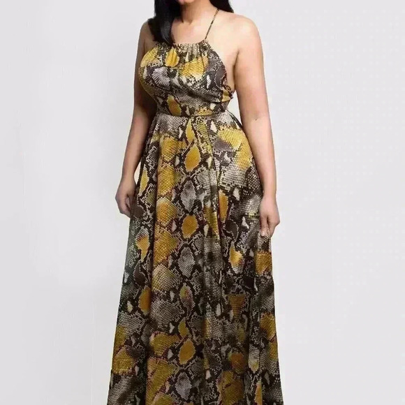 It’s a Jungle Out There Open Back Satin Maxi Dress - Picture 1 of 4